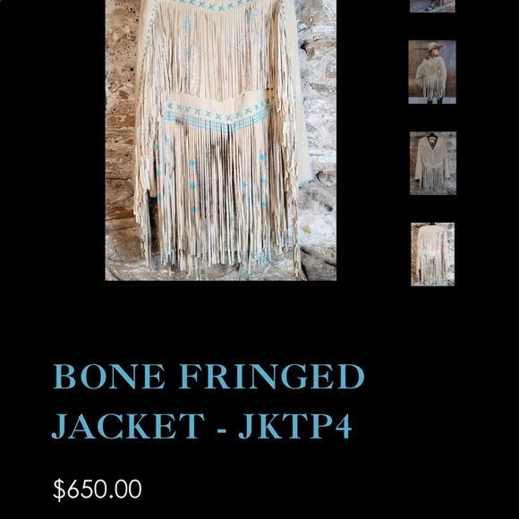 Stone fringed authentic leather jacket - Picture 4 of 5